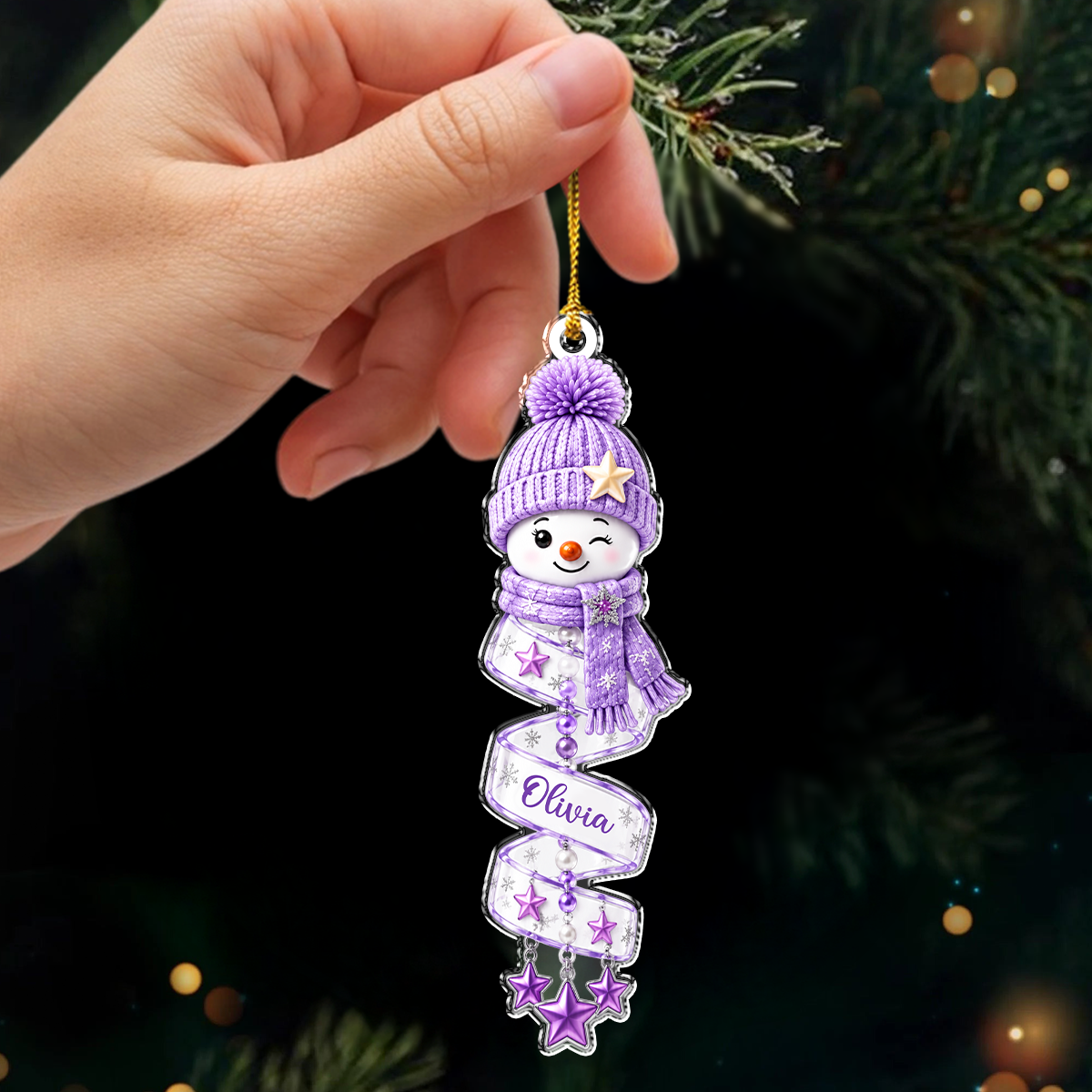 Custom Name Snowman Christmas Acrylic Ornament, Personalized Holiday Keepsake, Christmas Decoration HA75 919214
