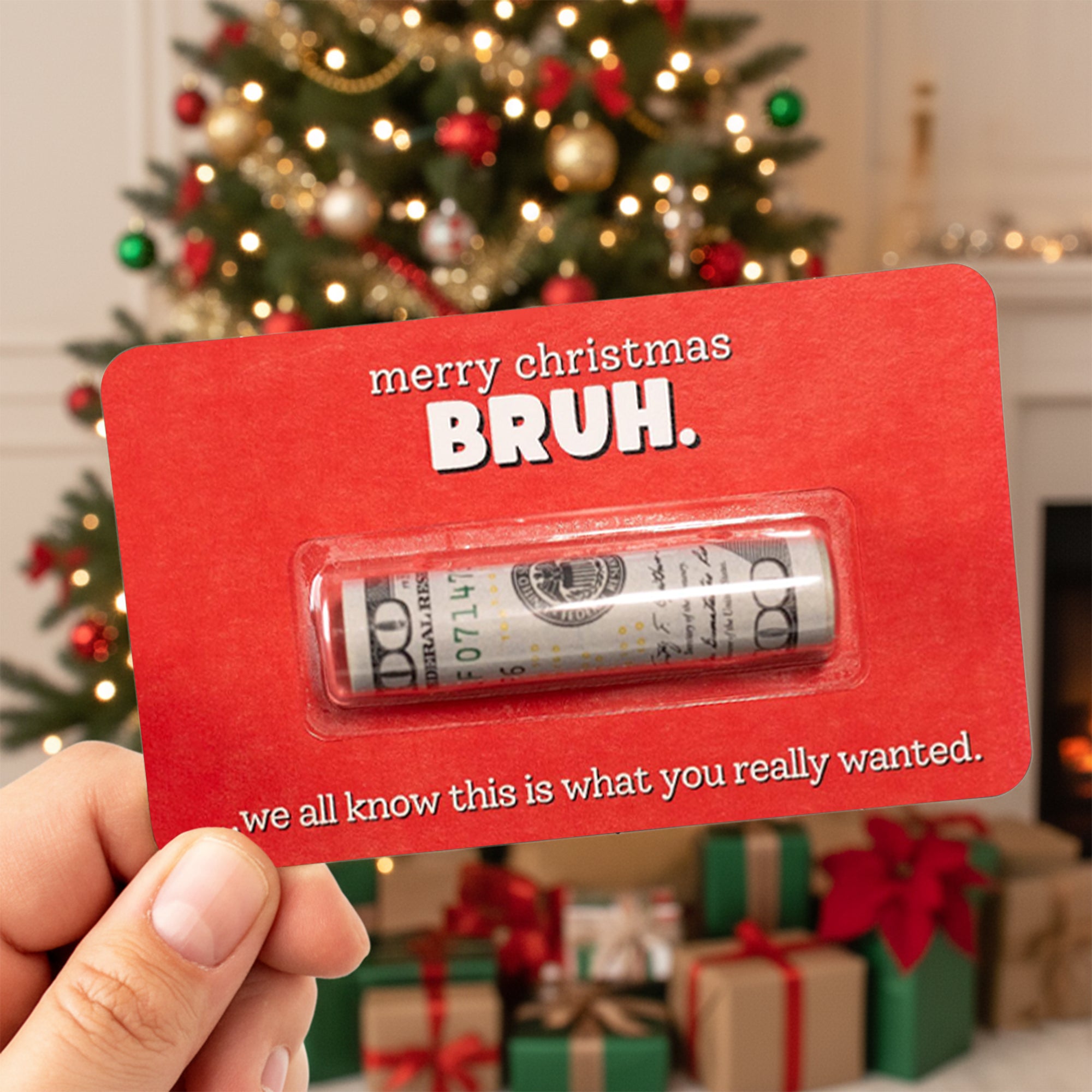 Personalized Gift Merry Christmas BRUH Money Holder Card LM32 897325