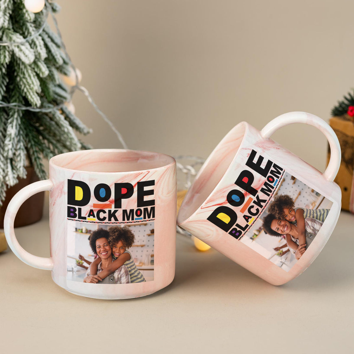 Custom Photo Dope Black Mom Marble Mug Mother's Day Gift CH07 895490