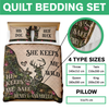She Keeps Me Wild Personalized Hunter Couple Quilt Bedding Set Gift For Couple, Husband, Wife CH07 895478