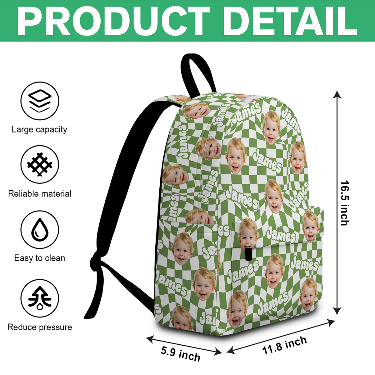 Custom Photo Kid Backpack Plaid With Name Back To School Gift HA75 921554