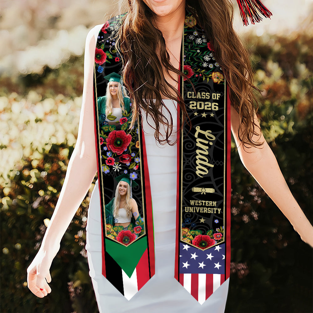 Custom Photo Class of 2026 Country Flag Graduation Stole HA75 898892