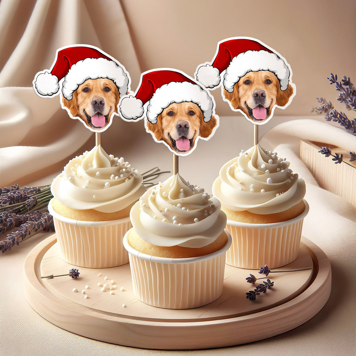 Custom Photo Cute Dog Cupcake Topper Christmas Gift For Dog Lovers TH10 894753