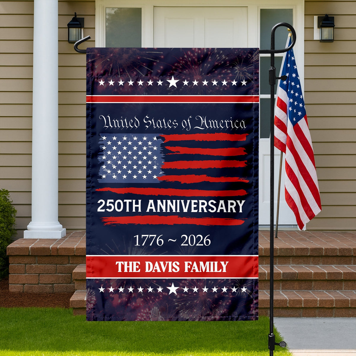 Custom Family Name USA 250th Anniversary Garden Flag TH10 898287