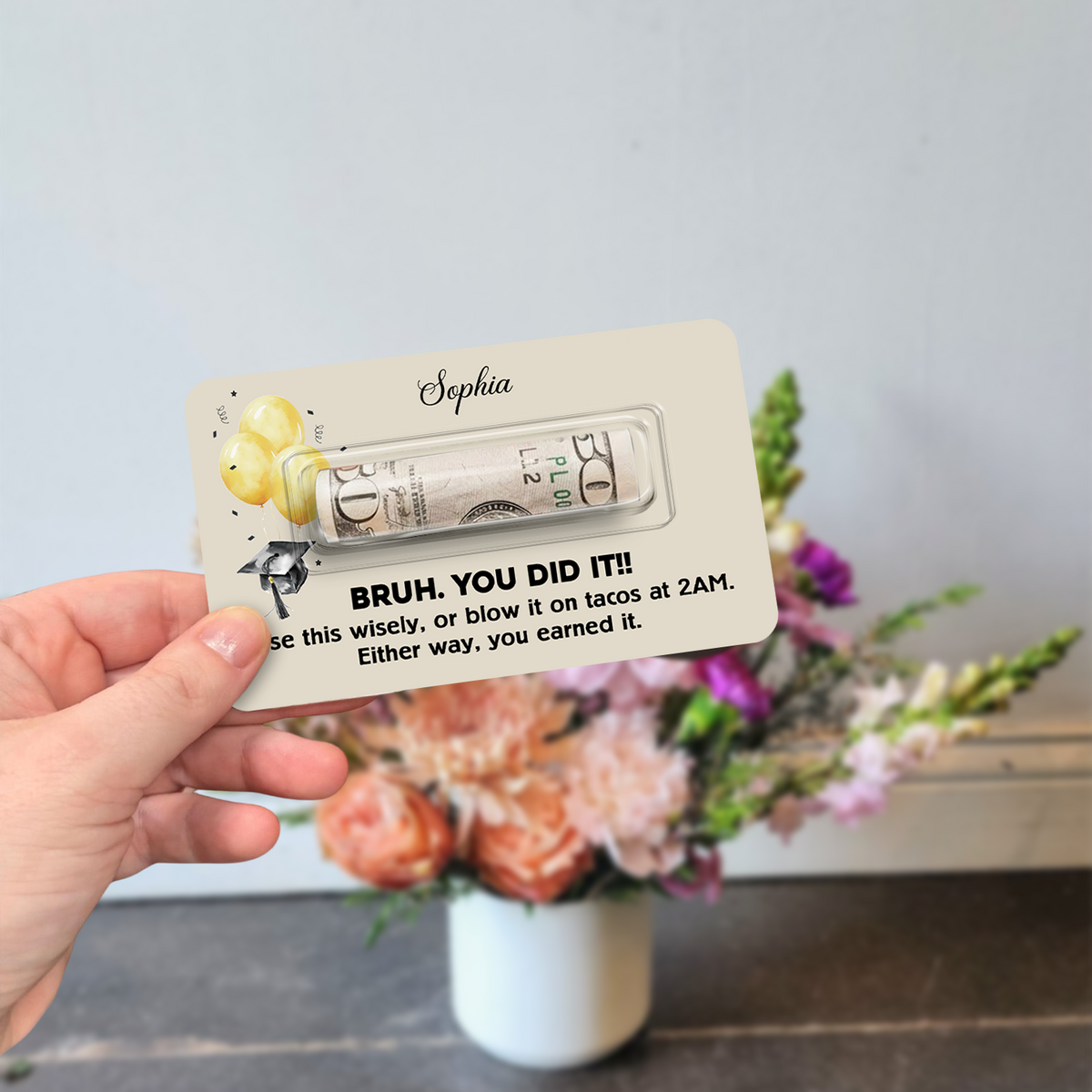 Custom Name Funny Graduation Money Card Holder - Personalized Class of 2026 Cash Gift Holder CH07 895582