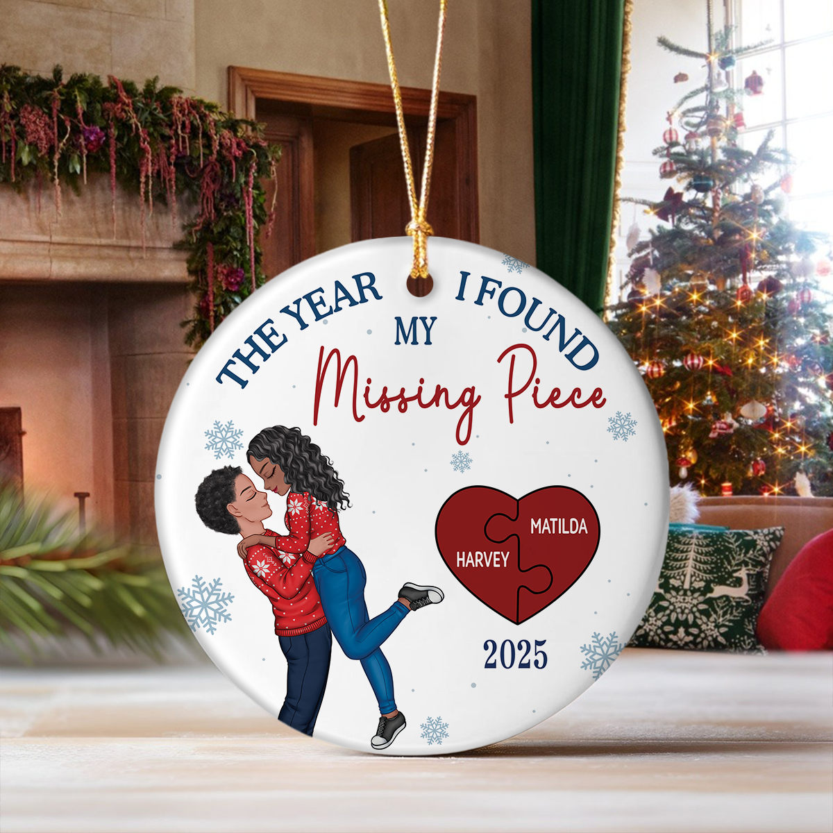 The Year I Found My Missing Piece - Personalized Ceramic Ornament Gift For Couple LM32 895595