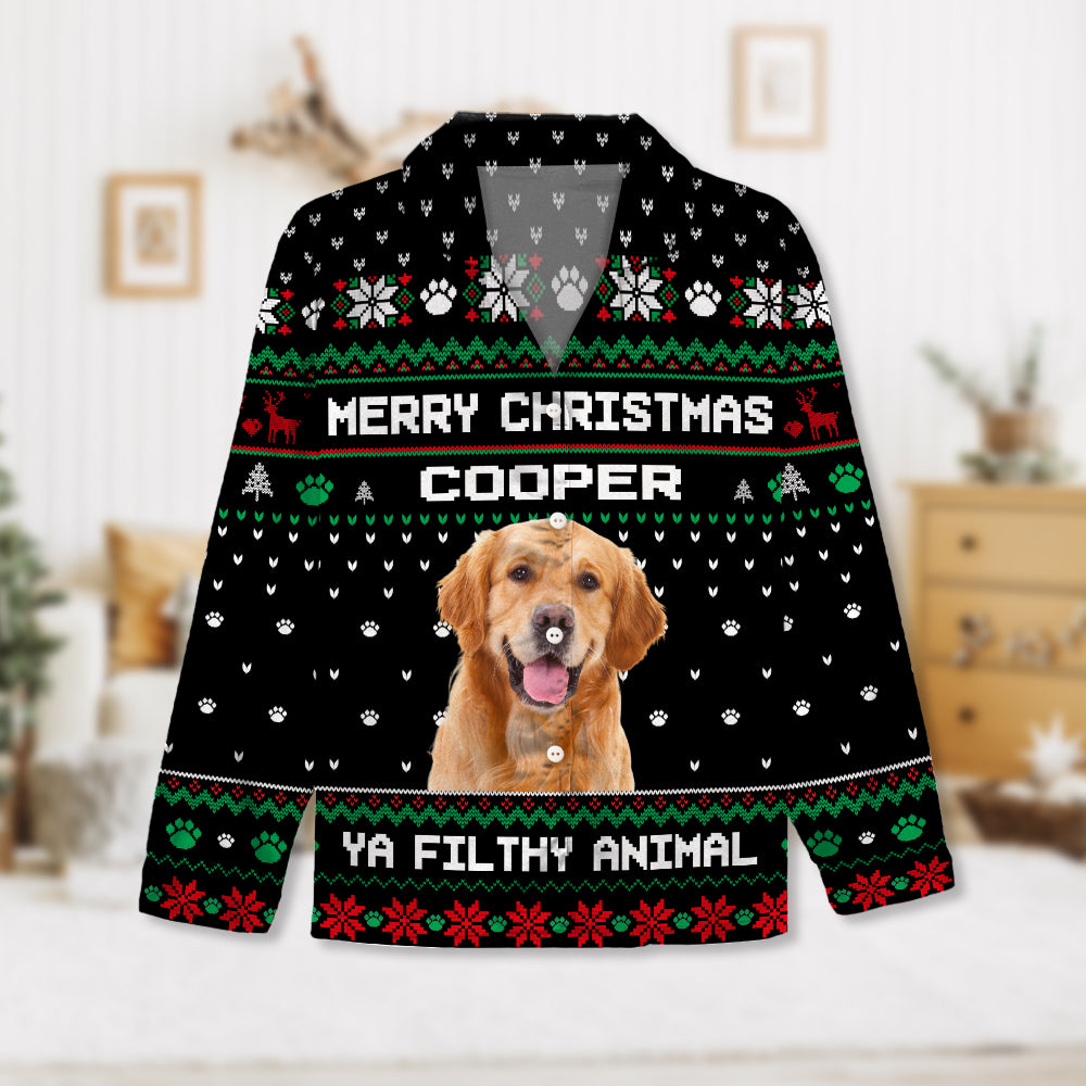 Custom Dog Photo Merry Christmas Ya Filthy Animal Pajamas TH10 894289