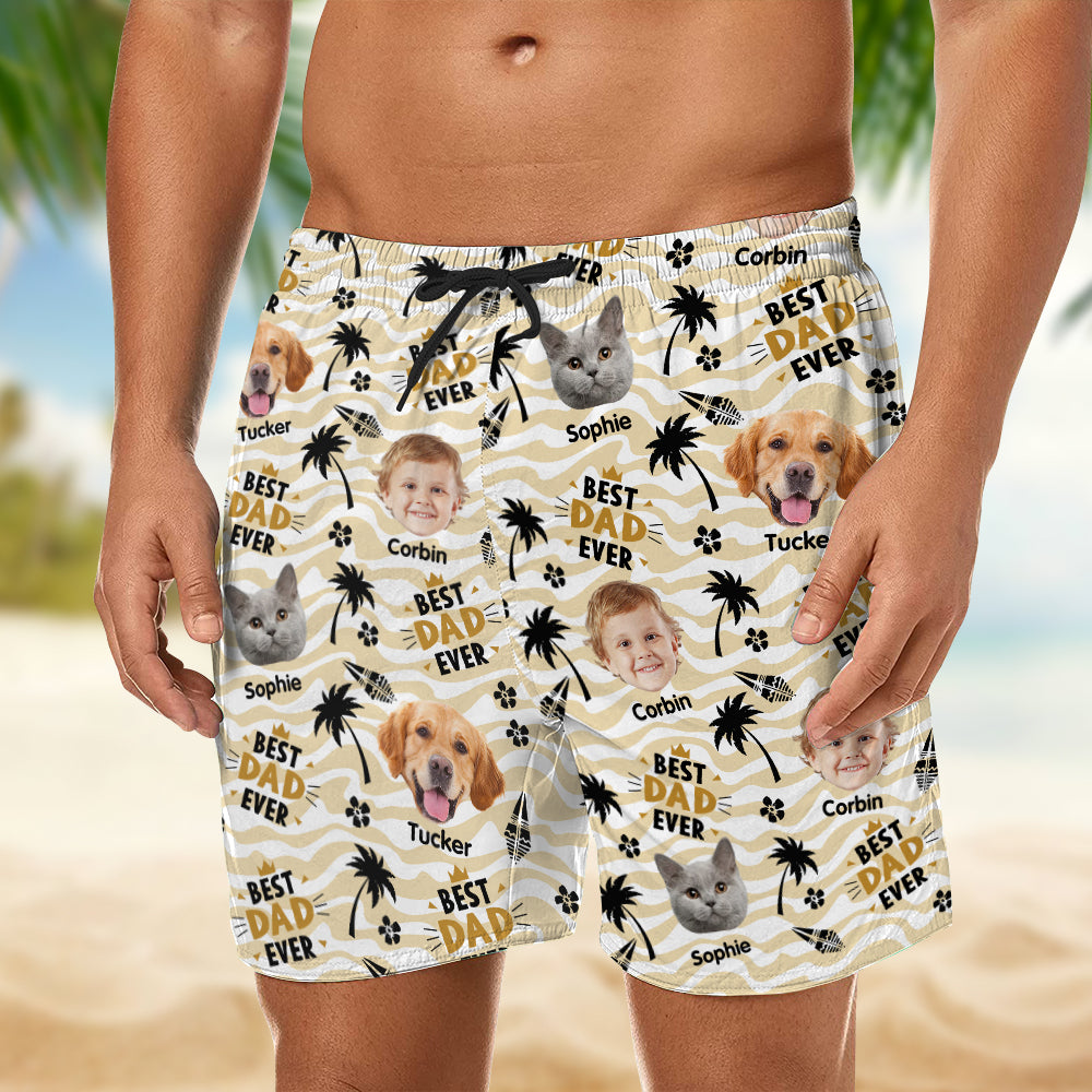 Custom Photo Stick Figures Best Dad Grandpa Ever Beach Short LM32 893713