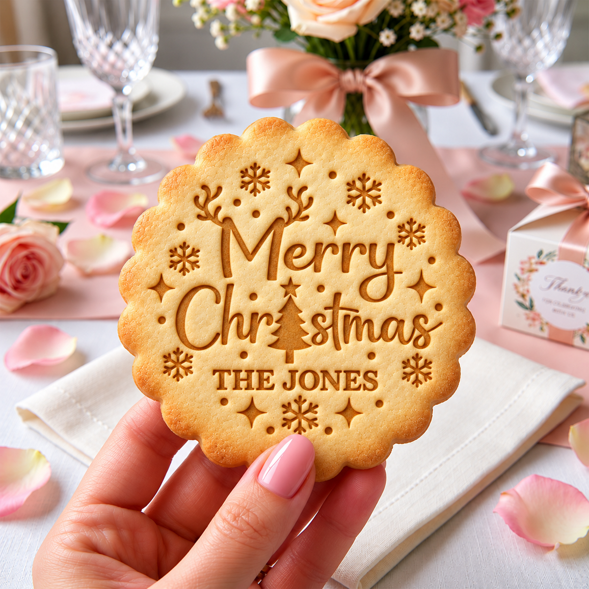 Personalized Family Name Merry Christmas Cookie Stamp, Holiday Baking Gift HA75 919638