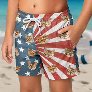 Custom Dog Photo With Us Flag Beach Short For Kid TH10 894103