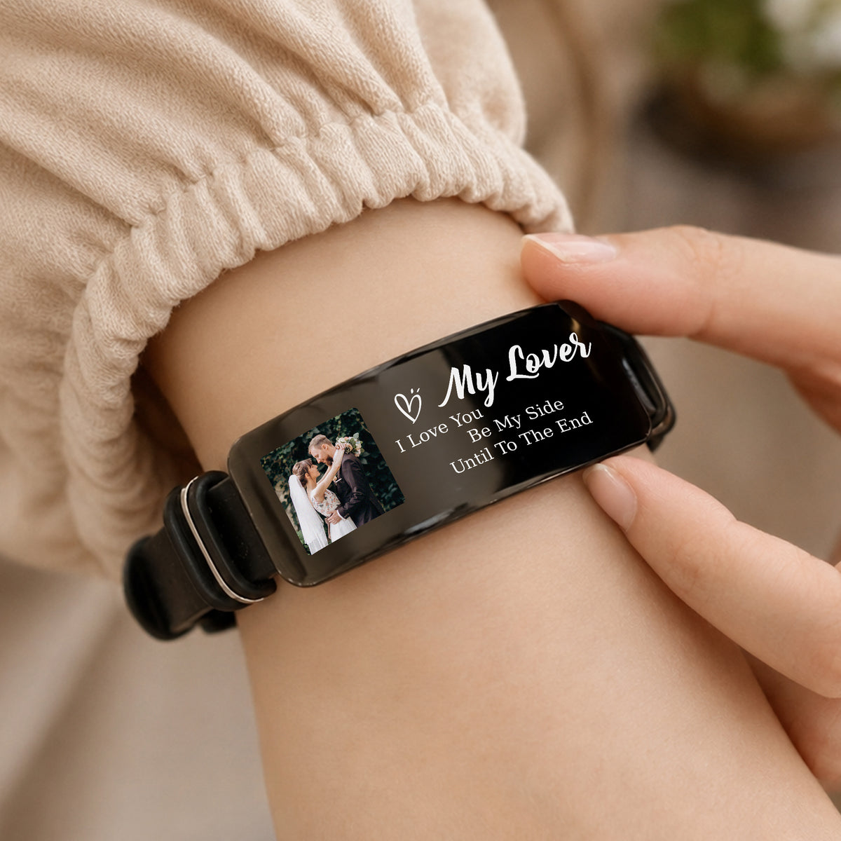 Custom Couple Photo Wristband Bracelet Couple Gift, Anniversary Gift, Meaningful Gift LM32 669637