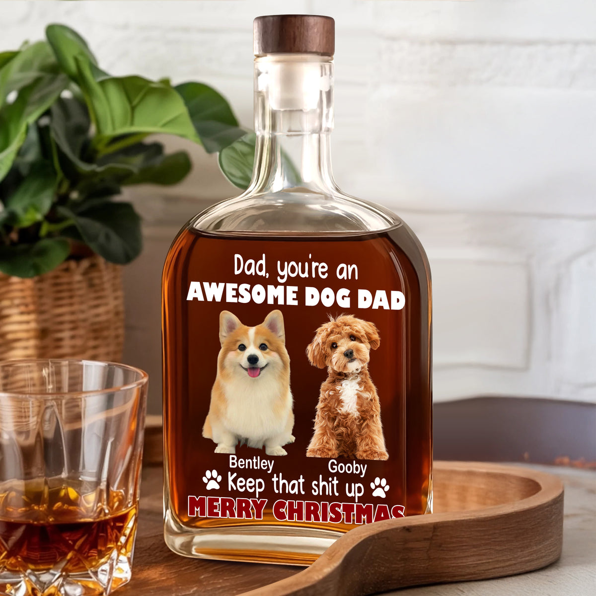 Custom Photo Keep That Shit Up Dad - Personalized Whiskey Bottle For Dog Lovers LM32 895117