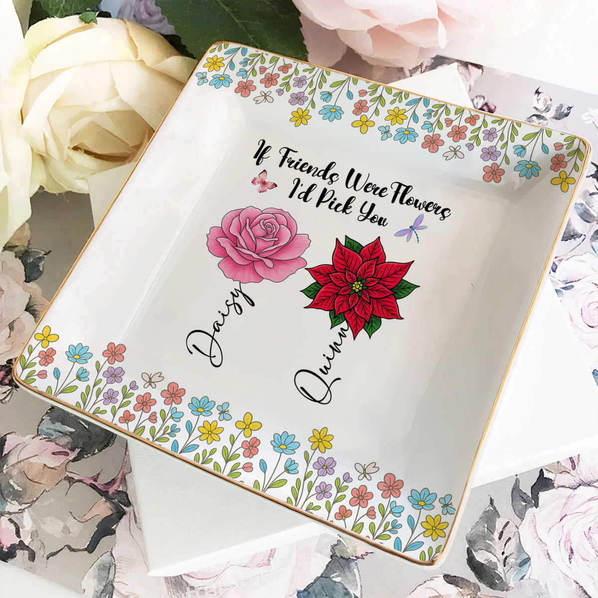 Sisters Are Different Flowers From The Same Garden Personalized Jewelry Dish For Sisters, Friend CH07 896320