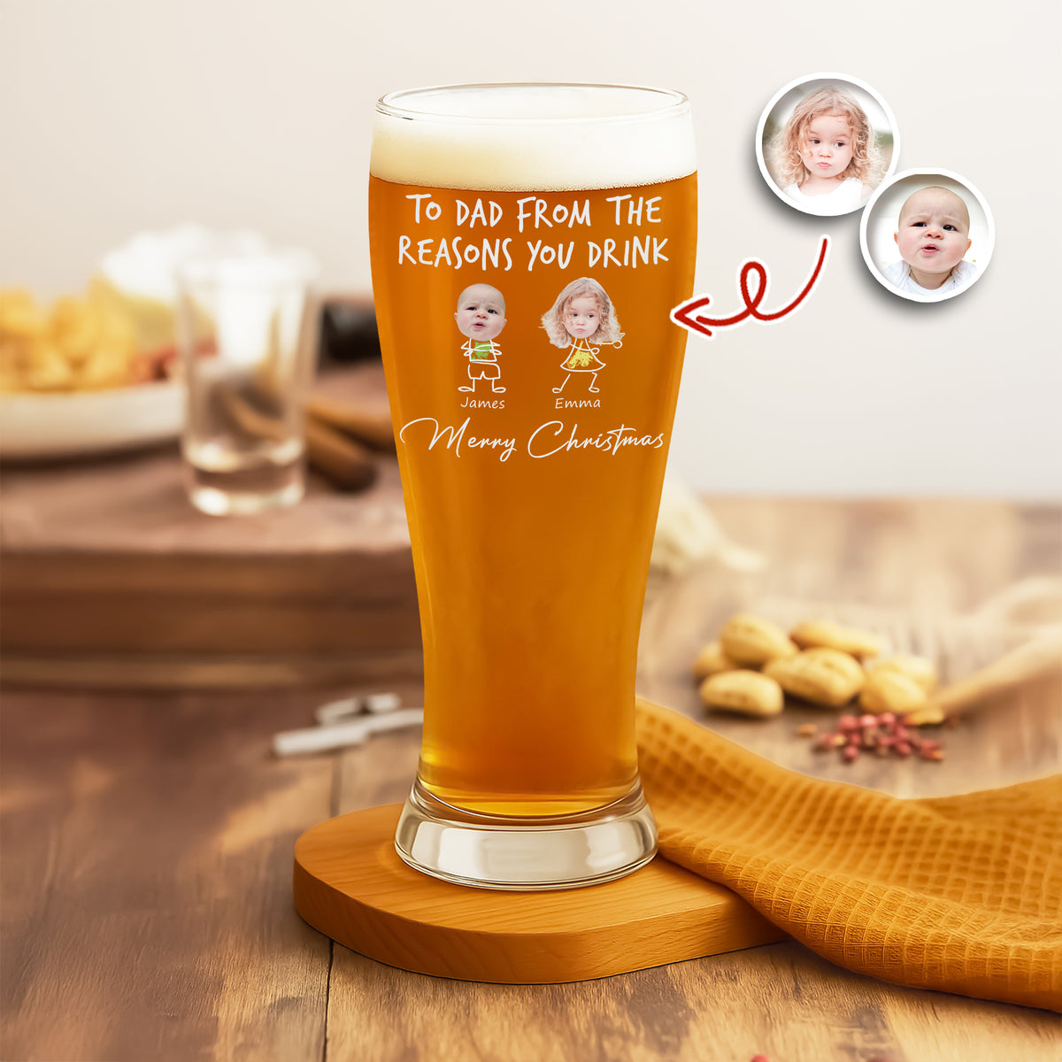 Custom Photo To Dad From The Reasons You Drink Pilsner Glass HA75 892752