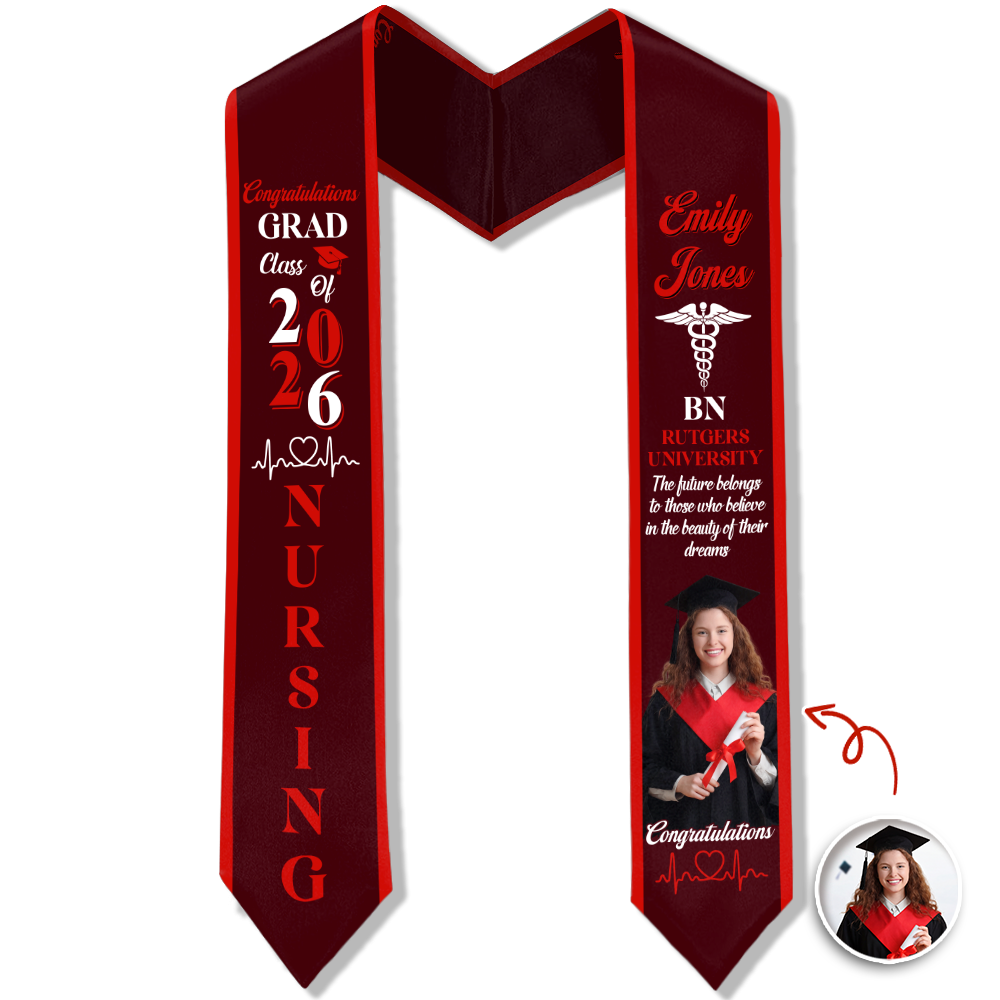 Custom Photo Nurse Class of 2026 Graduation Stole Gift For Graduates HO82 901478