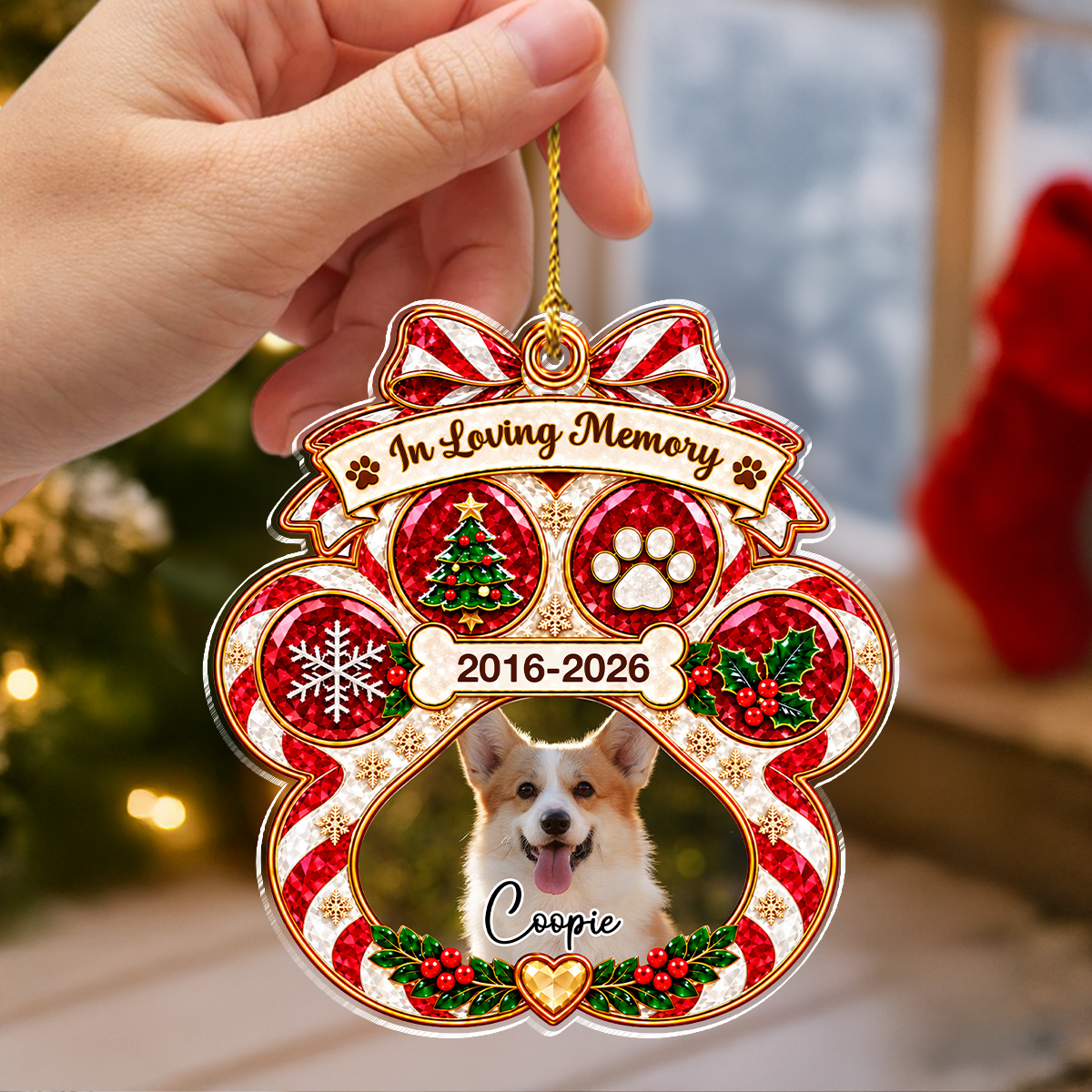 Custom Dog Photo In Loving Memory Memorial Acrylic Ornament TH10 171465