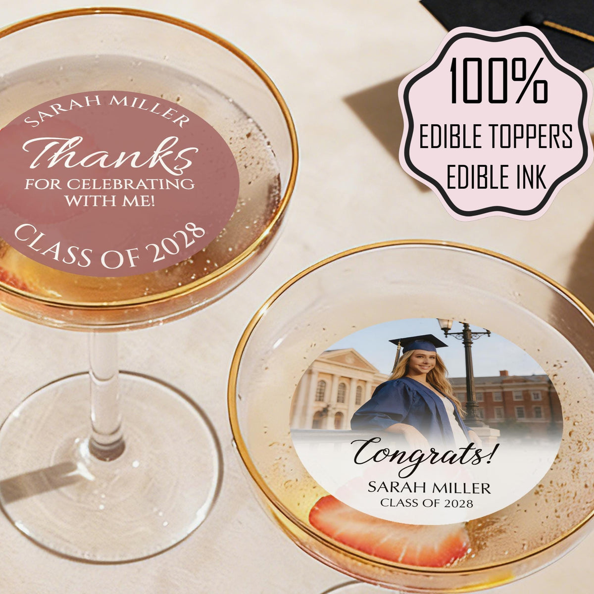 Personalized Graduation Drink Toppers - Class Of 2026 Cocktail Toppers LM32 899923