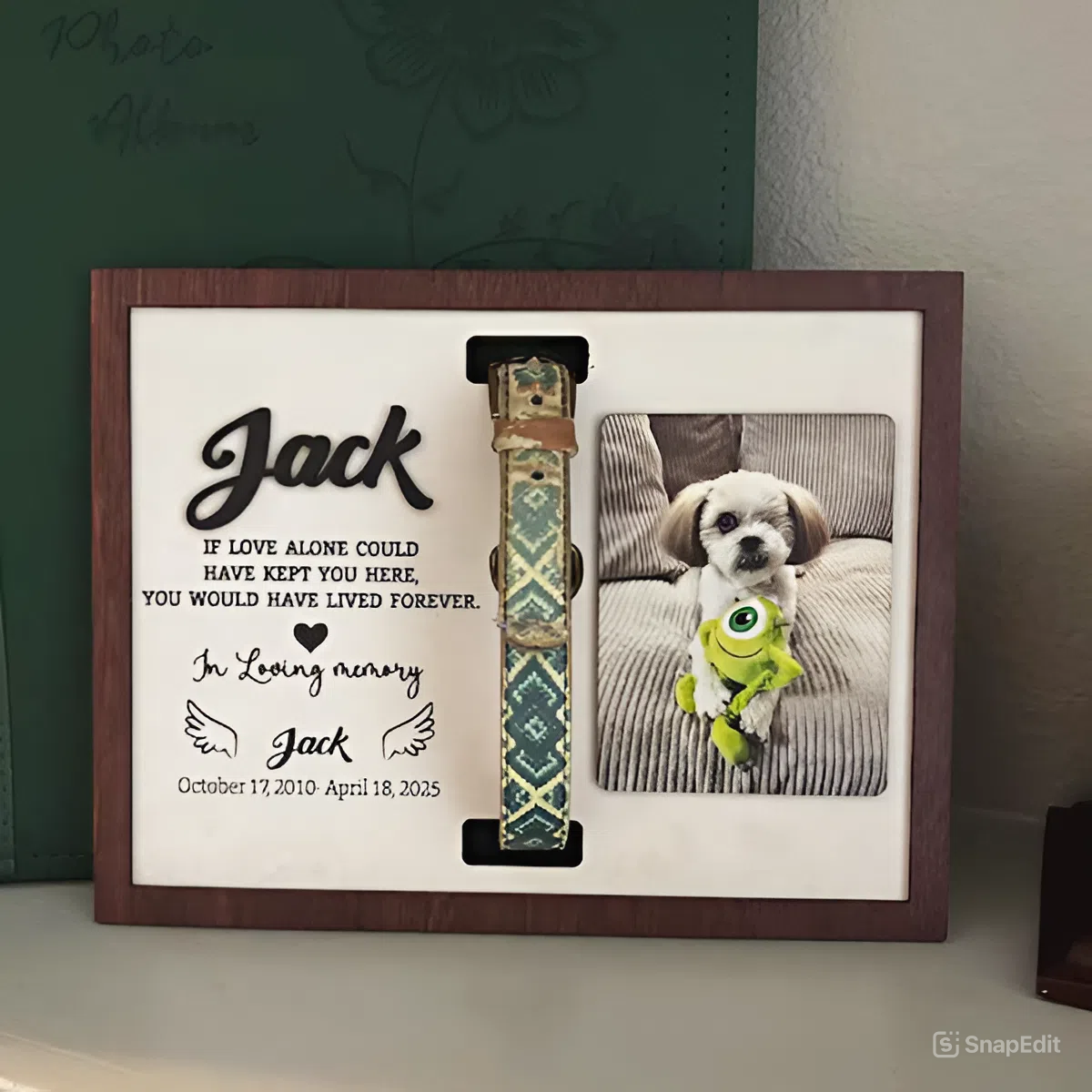 Custom Photo One By My Side Forever In My Heart Dog Memorial 2-Layers Wooden Collar Frame LM32 893759