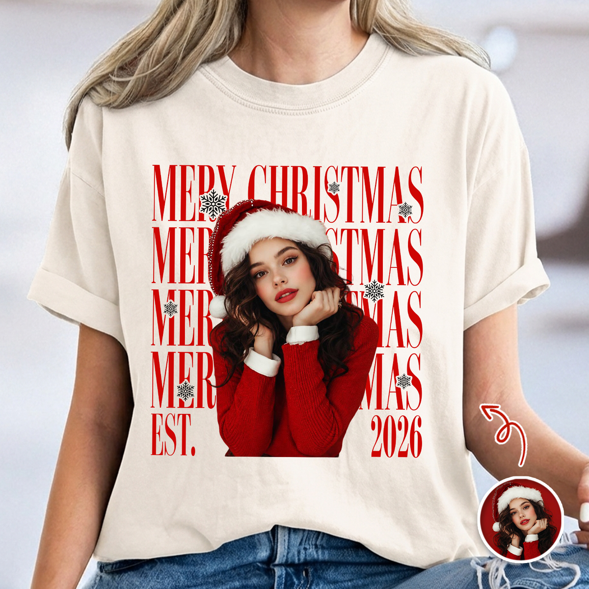 Custom Photo Merry Christmas EST. 2026 Retro Comfort Shirt HO82 903336