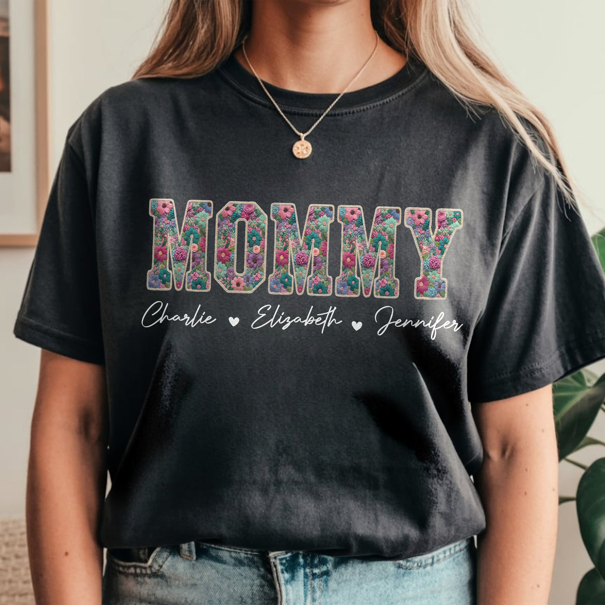 Personalized Kids Names Faux Embroidery Effect Comfort Shirt Mother’s Day Gift HO82 902124