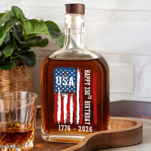 Happy 250th Birthday America Flag Whiskey Bottle LM32 895291