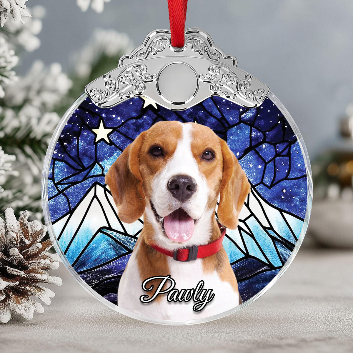 Custom Photo Metal Top Glass Ornament Gift For Pet Lovers LM32 897375