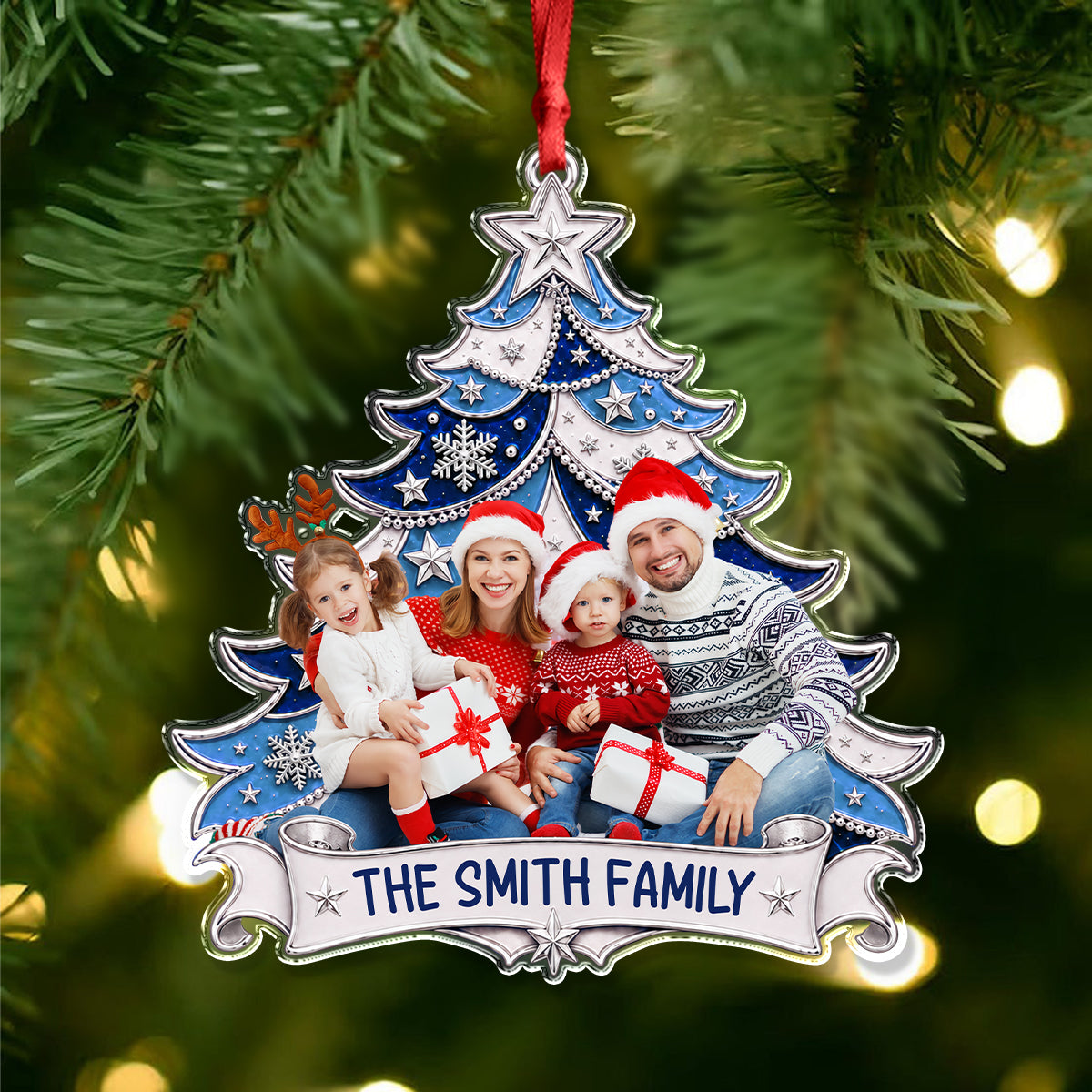 Custom Photo Christmas Tree Family Acrylic Ornament HO82 903404