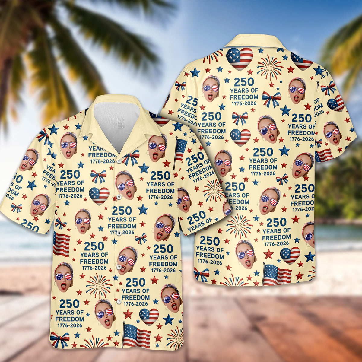 Custom Funny Face 250 Years Of Freedom 1776-2026 Hawaii shirt HO82 901702