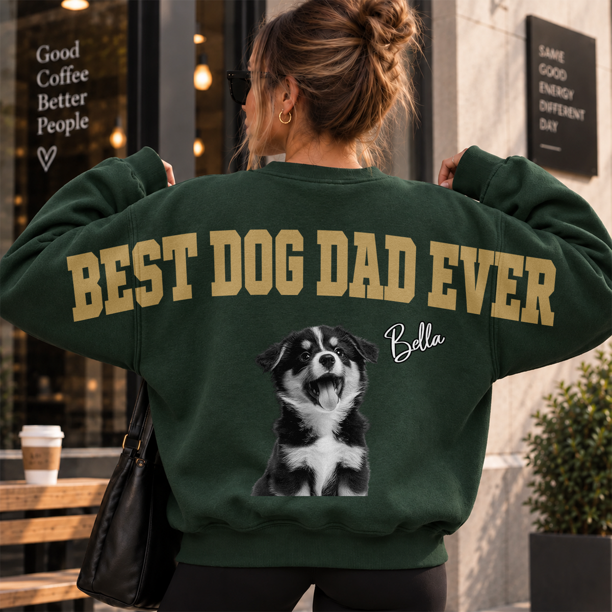 Custom Photo Best Dog Dad, Mom Ever Shoulder To Shoulder Sweatshirt CH07 180944