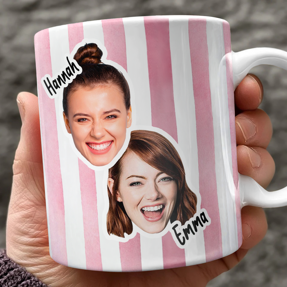 Custom Photo With Colorful Stripes - Personalized Mug Gift For Family HO82 901022