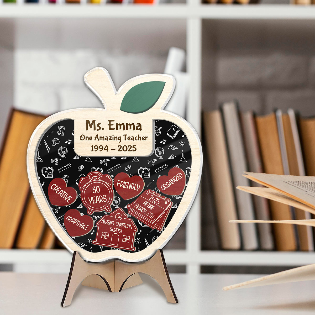 Personalized  Teacher Retirement Acrylic Apple Shaking Magnet Gift From Student HO82 894266