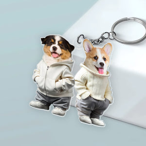 Custom Photo Cute Dog Cat Acrylic Keychain Gift For Dog Cat Pet Lover HA75 891850