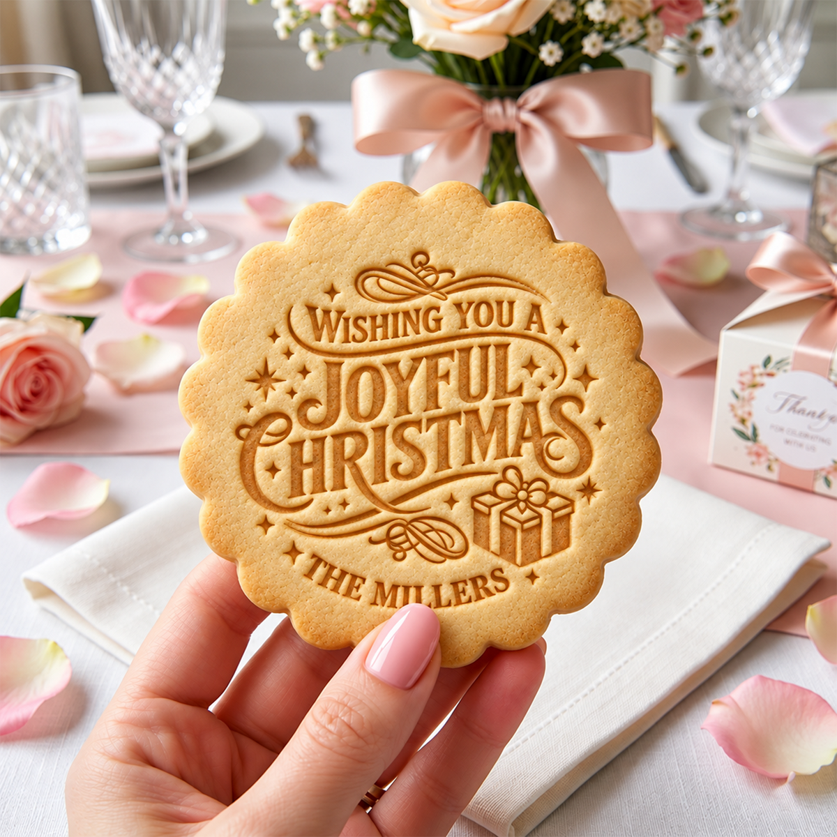 Custom Family Name Wishing You A Joyful Christmas Cookie Stamp HA75 919612