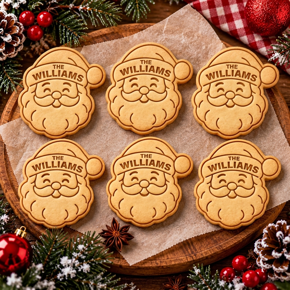Personalized Family Name Santa Cookie Cutter and Stamp, Personalized Holiday Baking Gift CH07 181150
