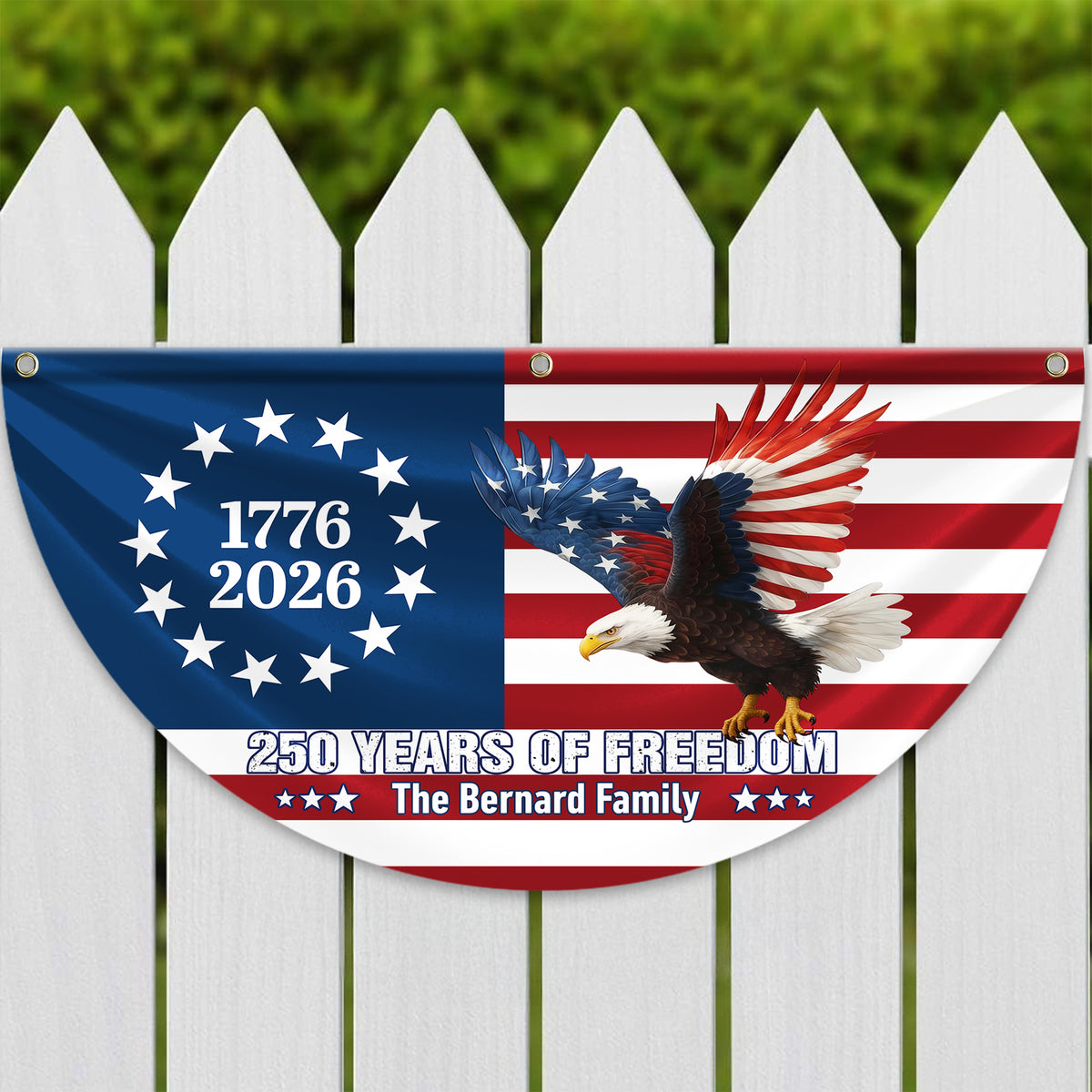Personalized 250 Years Of Freedom 1776–2026 Eagle Non-Pleated Fan Flag HO82 901306