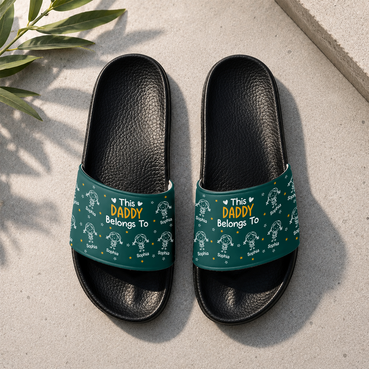 Personalized This Daddy Belongs To Slide Sandals Gift For Father's Day LM32 669123