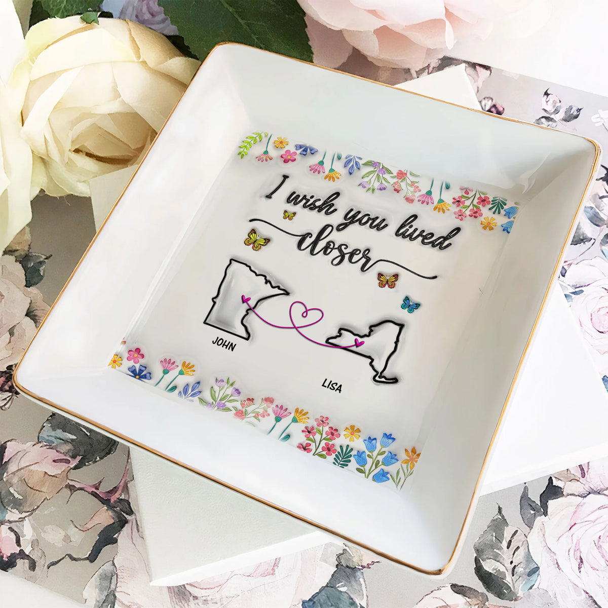 I Wish You Lived Next Door Personalized 3D Inflated Effect Jewelry Dish For Bestie, Sister CH07 896990