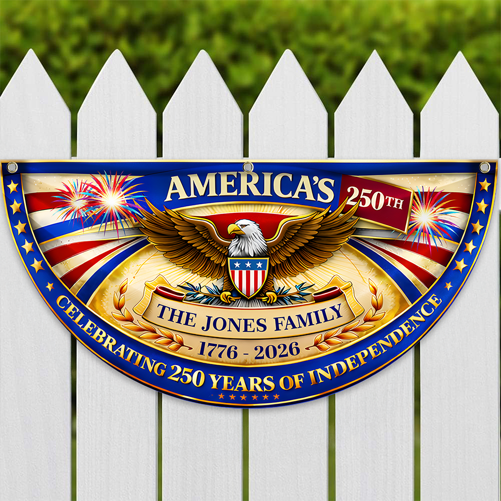 Custom Family Name America Celebrating 250 Years Of Independence 1776 - 2026 Non-Pleated Fan Flag CH07 911102