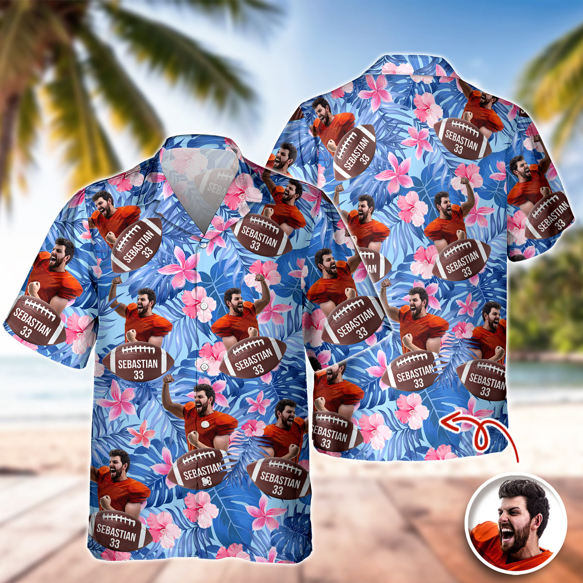 Personalized American Football With Tropical Pattern Hawaiian Shirt HO82 901176