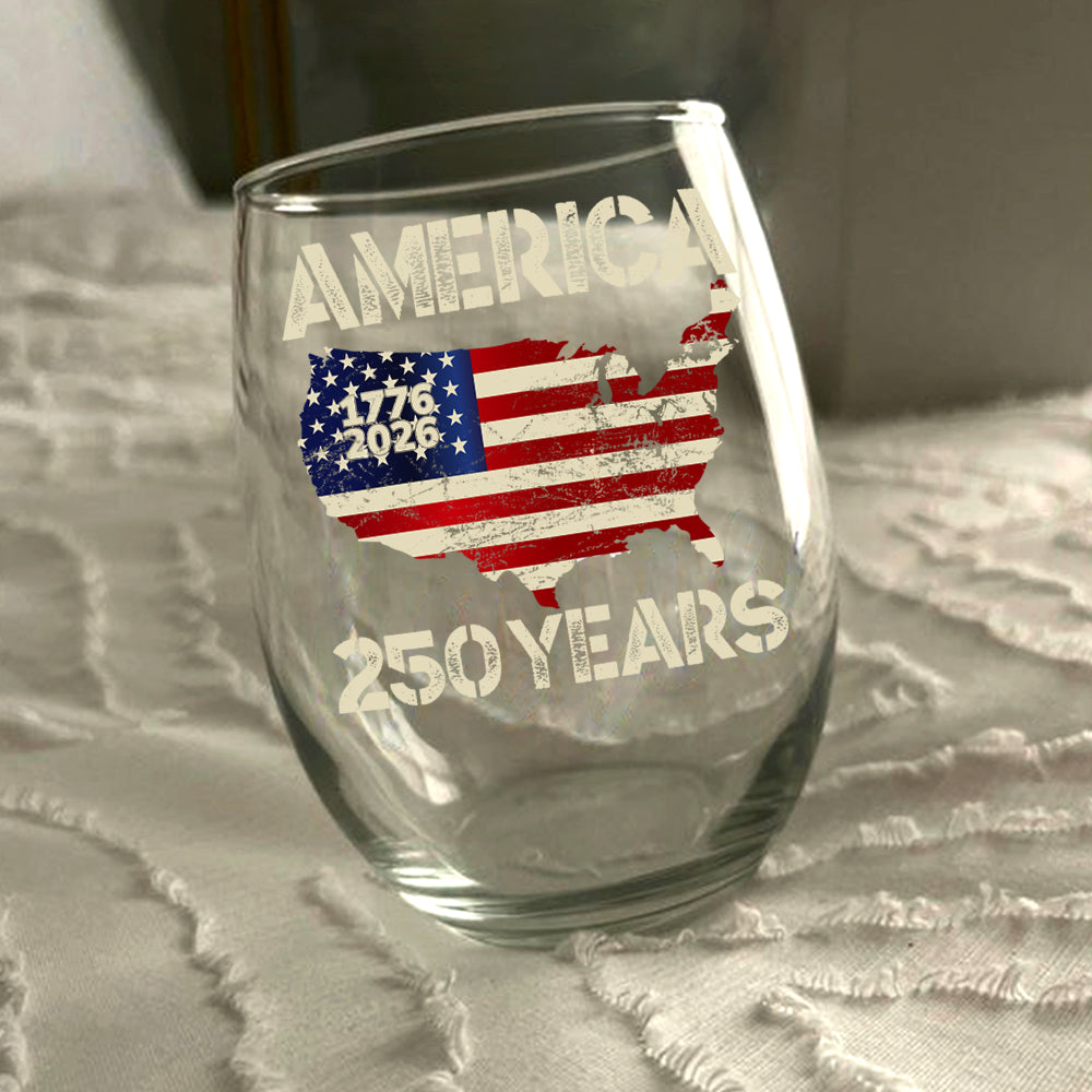 250 Years America Anniversary 250th Independence Day Wine Glass HA75 897358