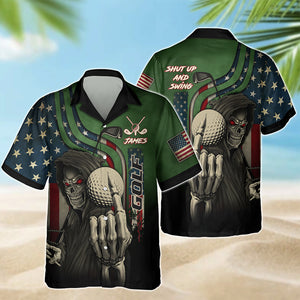 Personalized Shut Up And Swing With American Flag Hawaiian Shirt For Golf Lover CH07 910054
