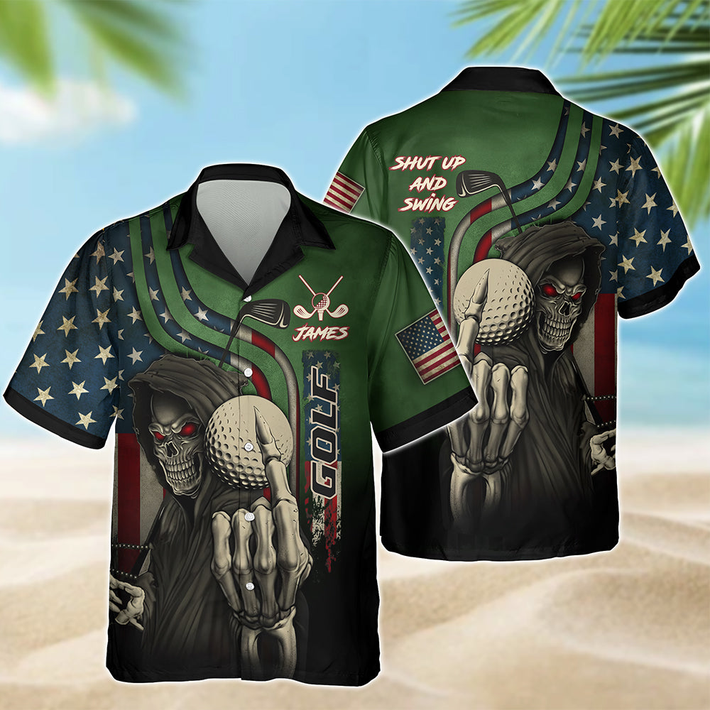 Personalized Shut Up And Swing With American Flag Hawaiian Shirt For Golf Lover CH07 910054