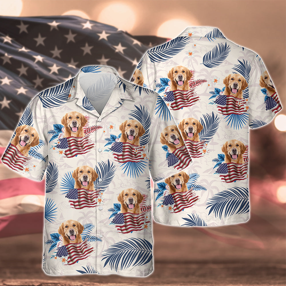 Custom Photo Dog Cat America Flag Hawaiian Shirt HA75 892540