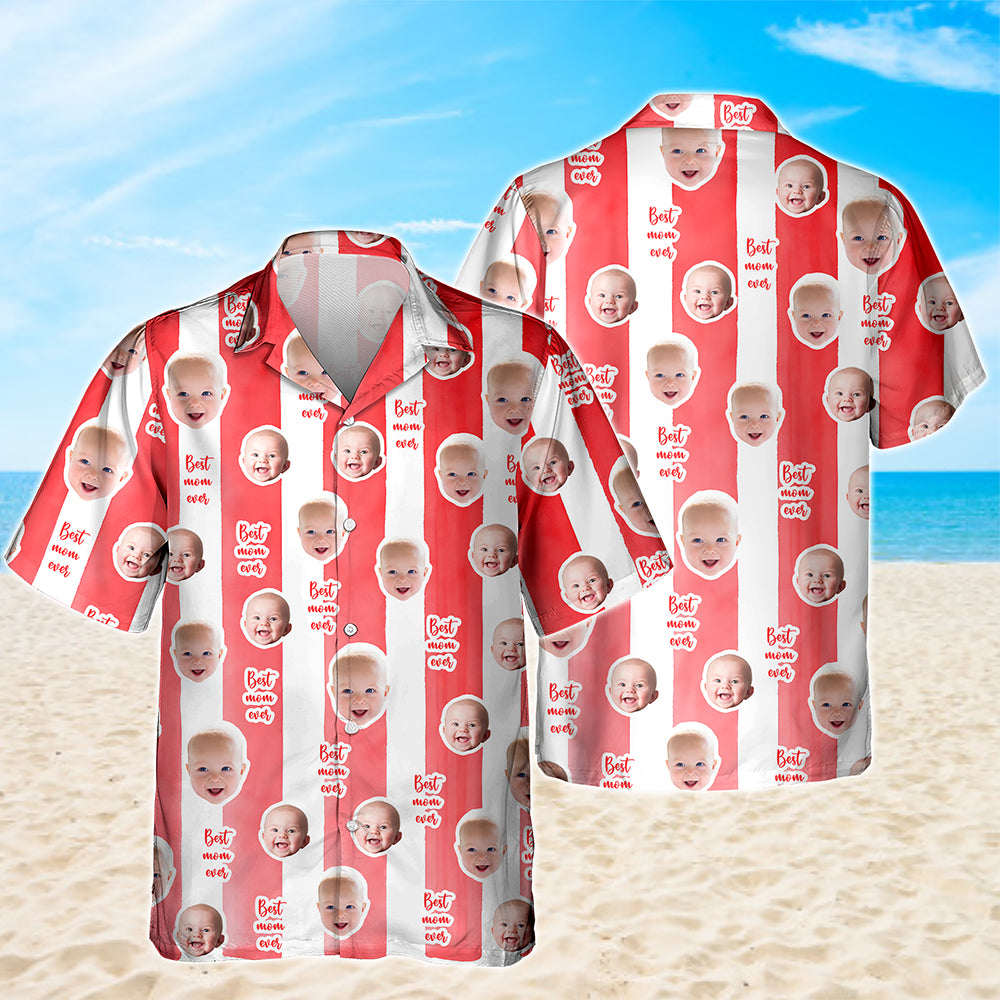 Custom Baby Face Best Dad Best Mom Ever Hawaii Shirt - Personalized Gift for Mom and Dad TH10 169551