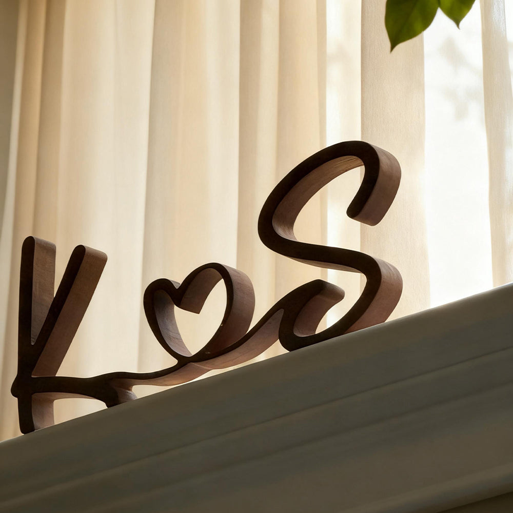 Personalized Couples Initials Wooden Sign with Heart - Anniversary Valentine Wedding Gift for Couples LM32 899175