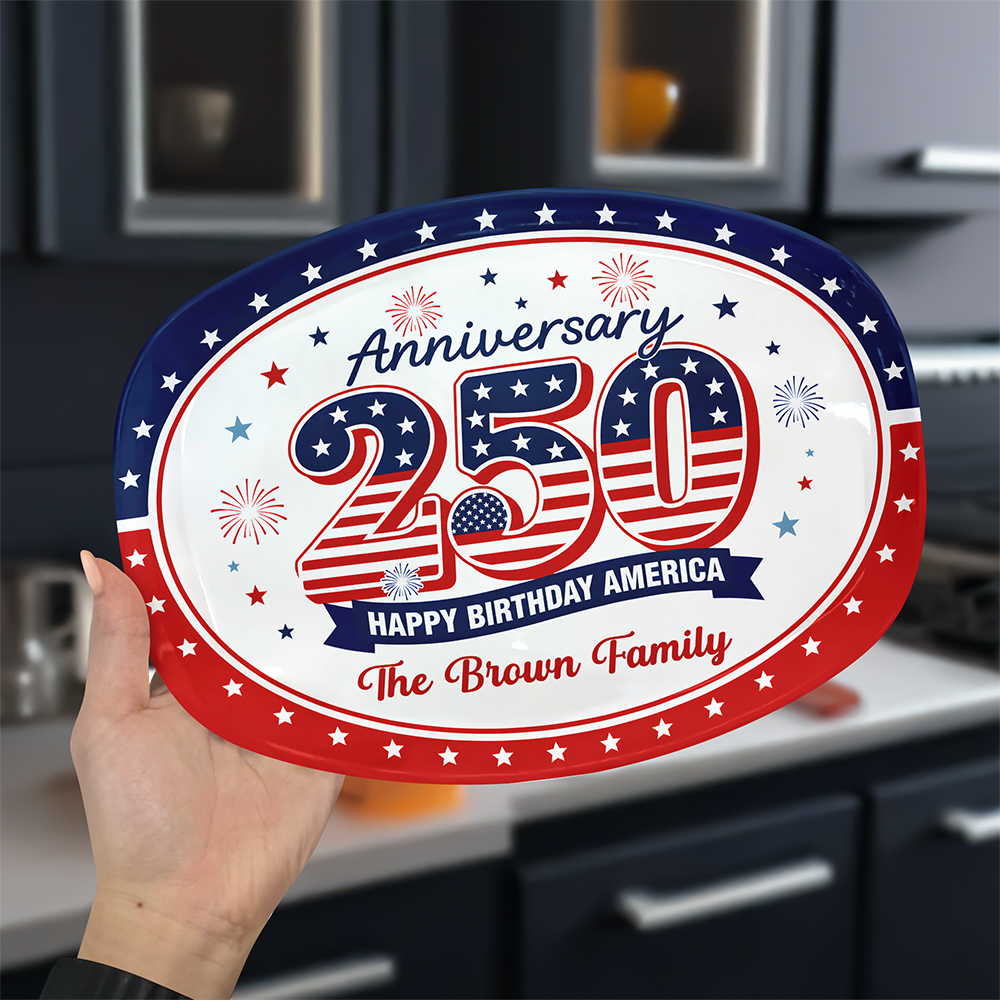Custom Family Name 250th Happy Birthday America 1776-2026 Anniversary Platter HO82 902694