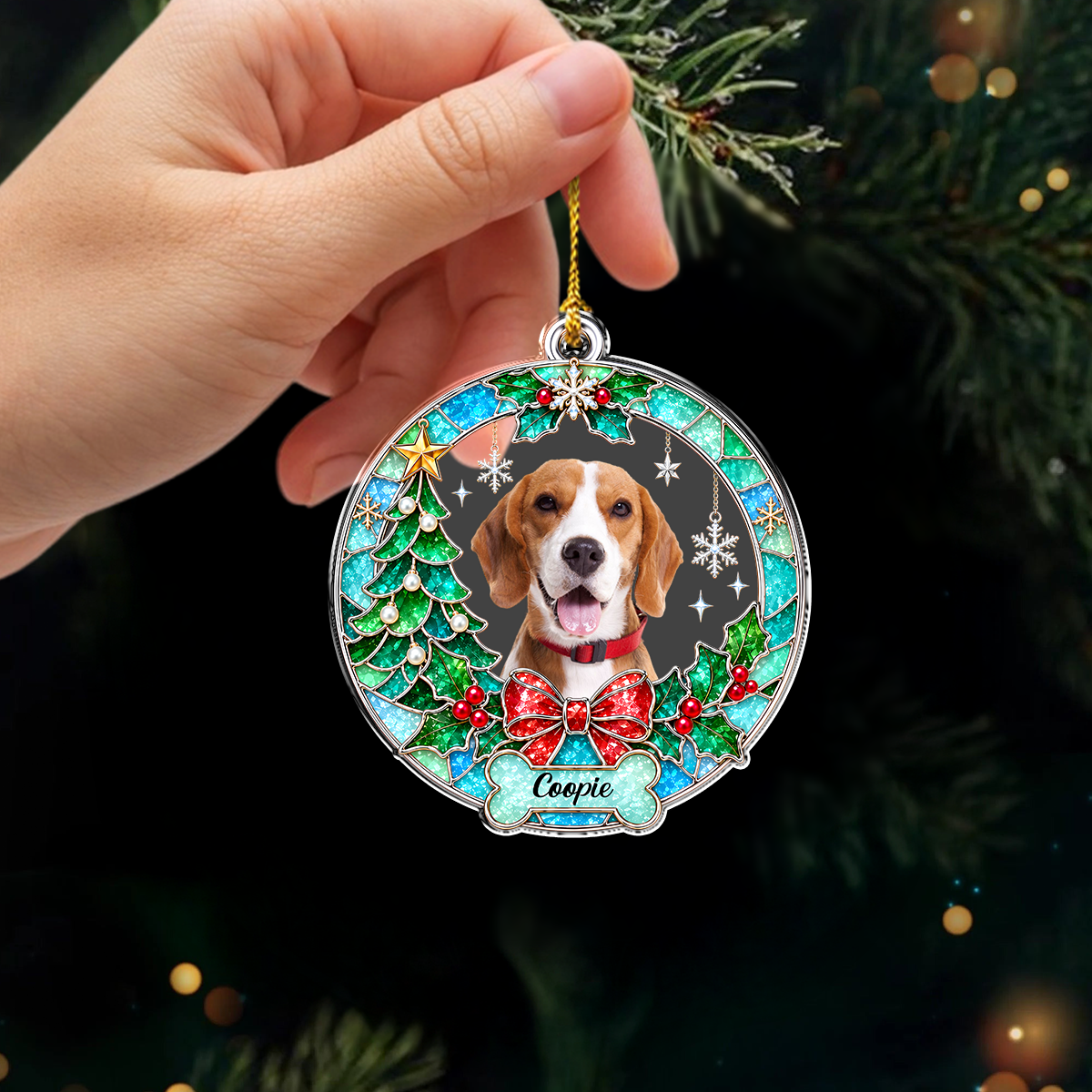 Custom Photo Dog Christmas Acrylic Ornament Gift For Dog Lovers HA75 919168