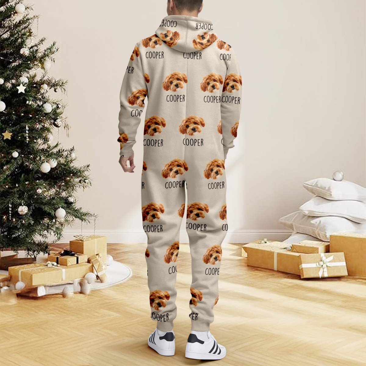 Custom Pet Face & Name Onesie Pajamas Christmas Gift For Pet Lovers TH10 171053