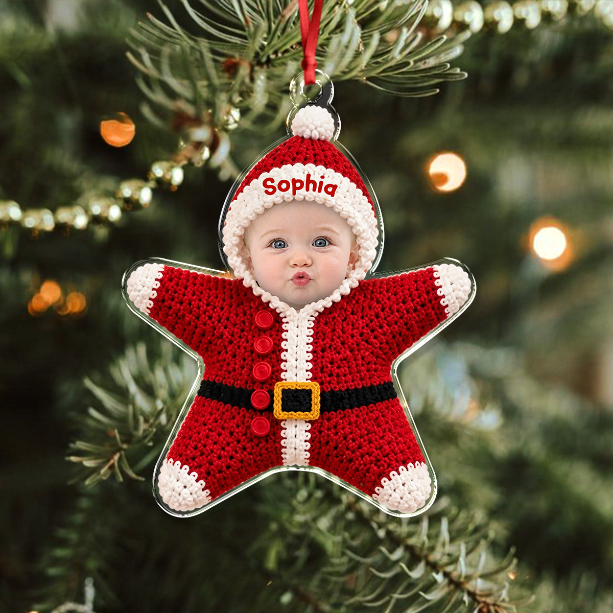 Personalized Baby Christmas Costume Star Acrylic Ornament, Cute Christmas Keepsake Gift For Kids CH07 180842