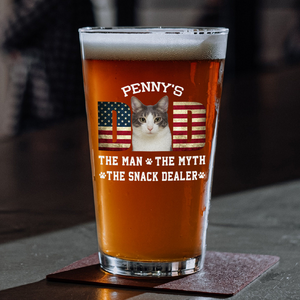 Custom Photo Cat Dad The Man The Myth American Flag Dad Beer Glass HA75 892404